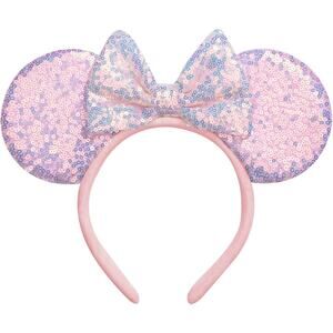 Minnie Mouse Ears - Pink and Sparkly with Bow - OS